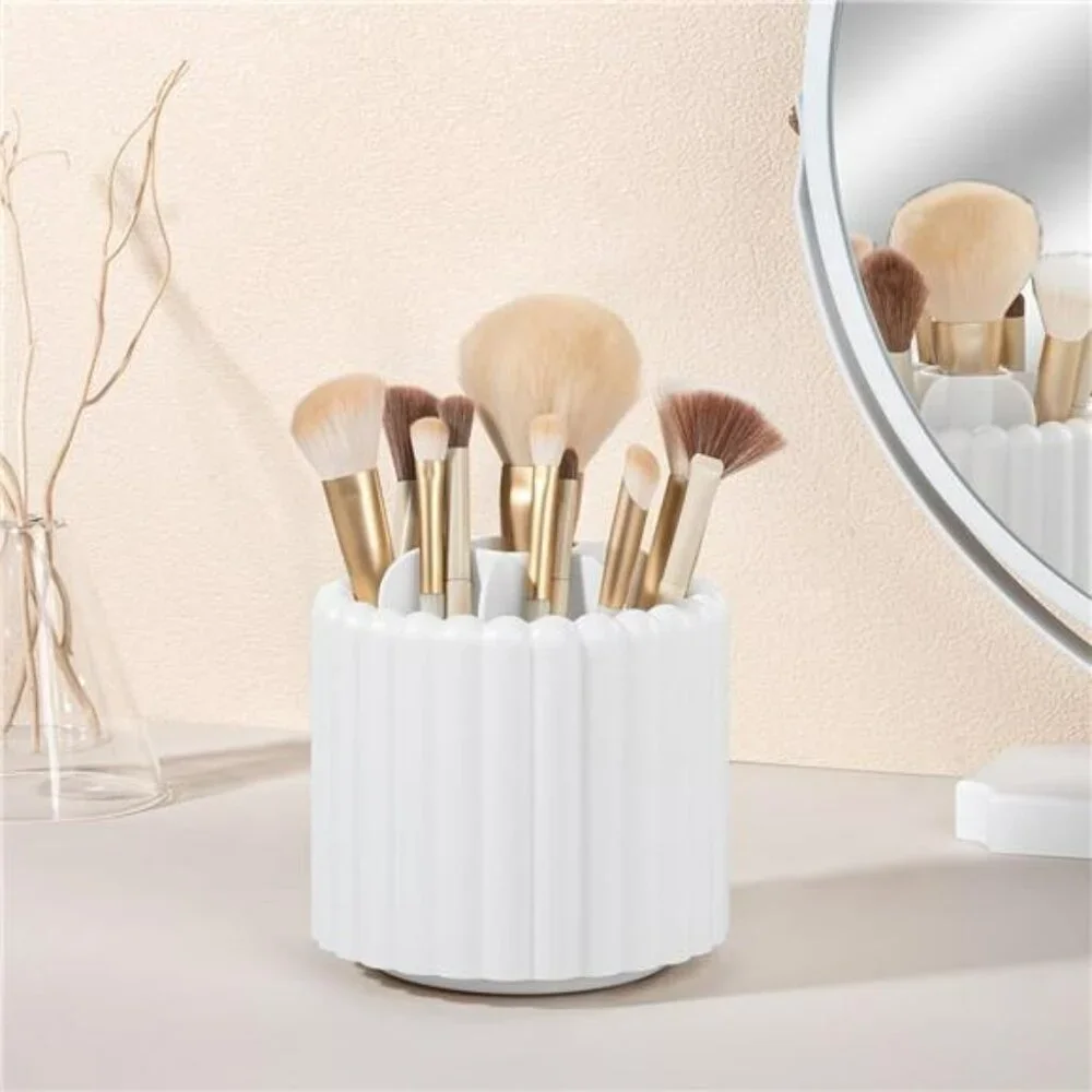 Rotating Makeup Brush Holder Organizer 7 Slot Spinning Vanity Storage